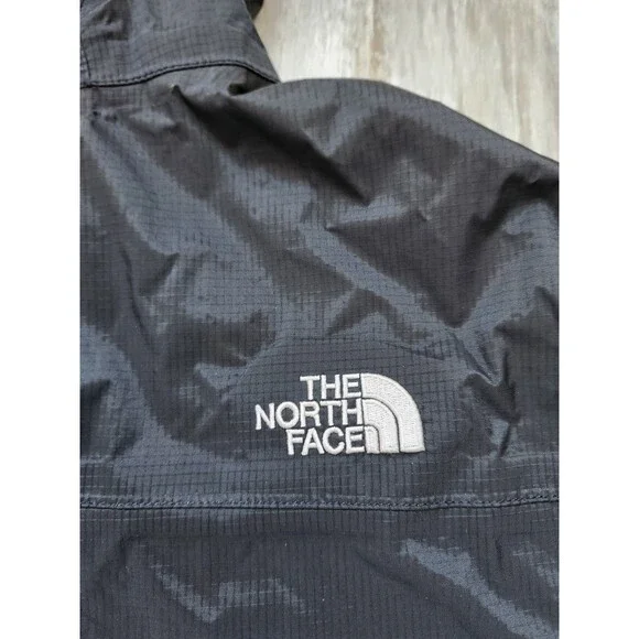 The North Face Hyvent Womens Rain Jacket Black white Hood Lightweight Sz L - Picture 14 of 14